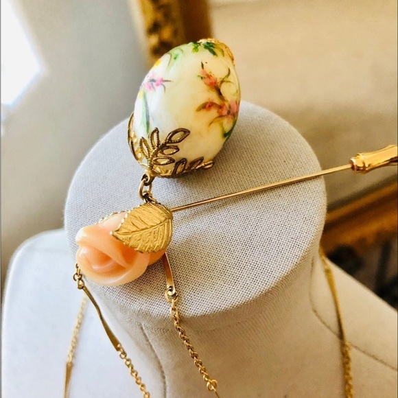 Adorable Egg Pendant & Floral Stick pin - Picture 12 of 16